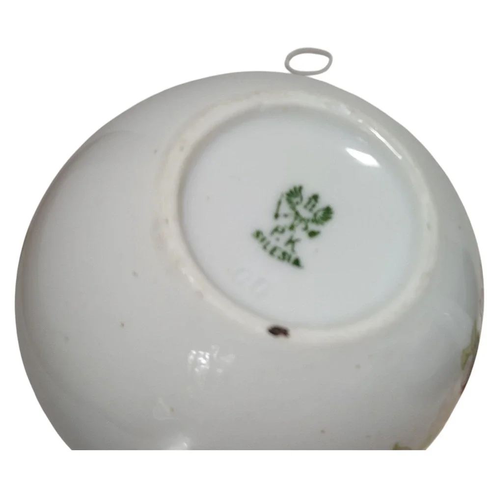 Antique PK Silesia Creamer and Covered Sugar Bowl Floral Rose Gold‎ Trim Poland